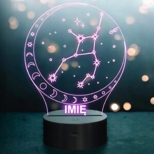 Lampka Nocna LED Panna Znak Zodiaku Horoskop z Imieniem Prezent Grawer