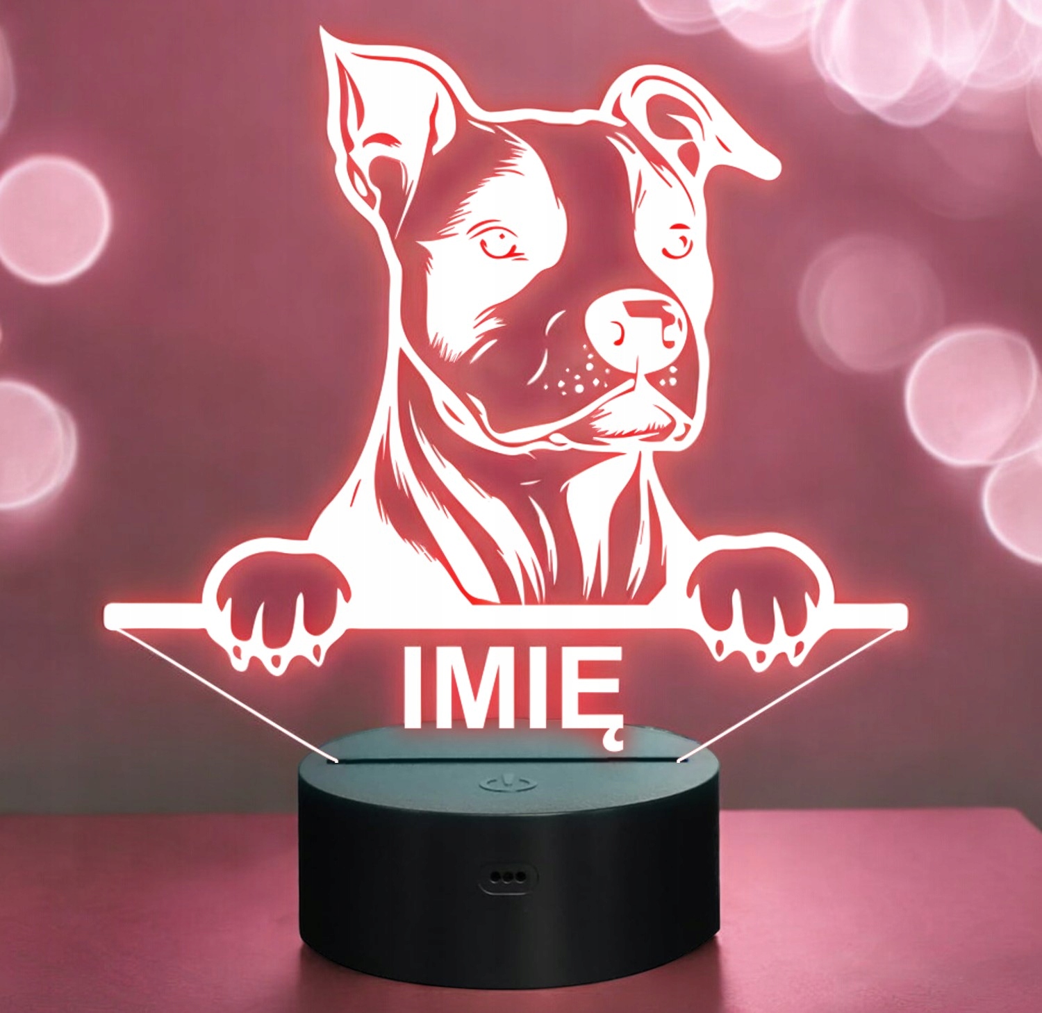 Lampka Nocna LED Pies Amstaff Rasa z Imieniem Prezent Grawer v.2 Lampka Nocna LED Pies Amstaff Rasa z Imieniem Prezent Grawer v.2