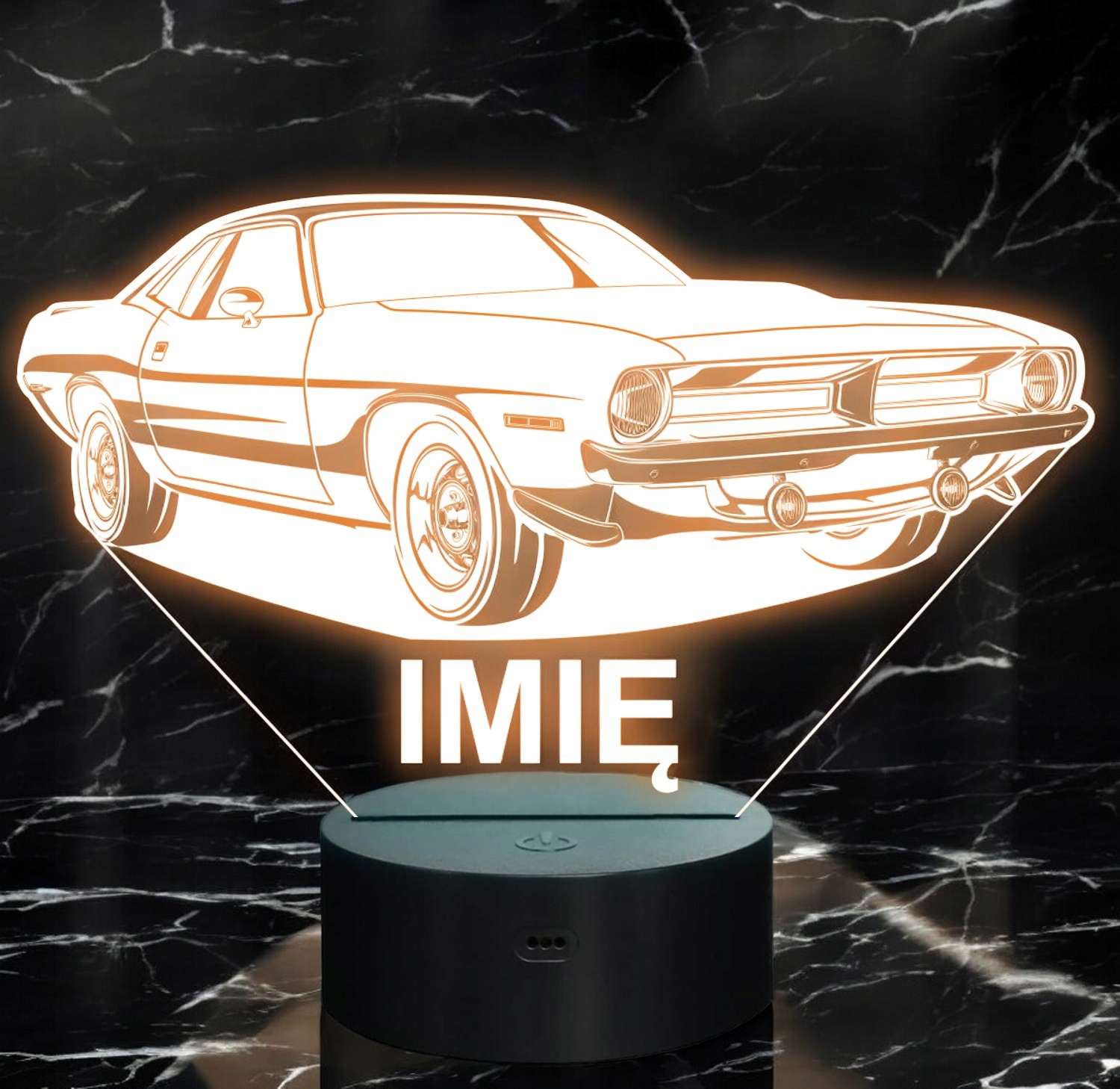Lampka Nocna LED Imię Statuetka Samochód Auto Retro Mustang Prezent Grawer Lampka Nocna LED Imię Statuetka Samochód Auto Retro Mustang Prezent Grawer