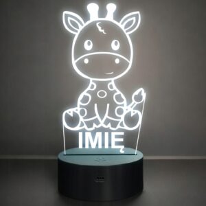 Lampka Nocna LED Z Imieniem Żyrafa Żyrafka dla Dzieci na Prezent