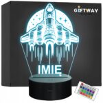 Lampka Nocna LED Imię Statek Kosmiczny na Prezent Grawer v.3