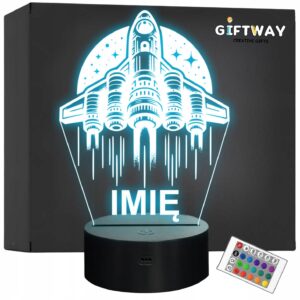 Lampka Nocna LED Imię Statek Kosmiczny na Prezent Grawer v.3