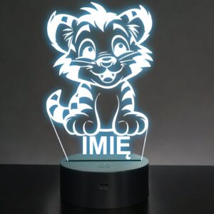 Lampka Nocna LED Z Imieniem Słodki Tygrys Tygrysek dla Dzieci Prezent v.2