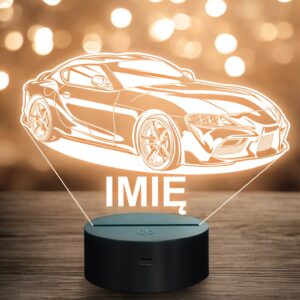 Lampka Nocna LED Imię Statuetka Samochód Auto Sportowe na Prezent Grawer v2