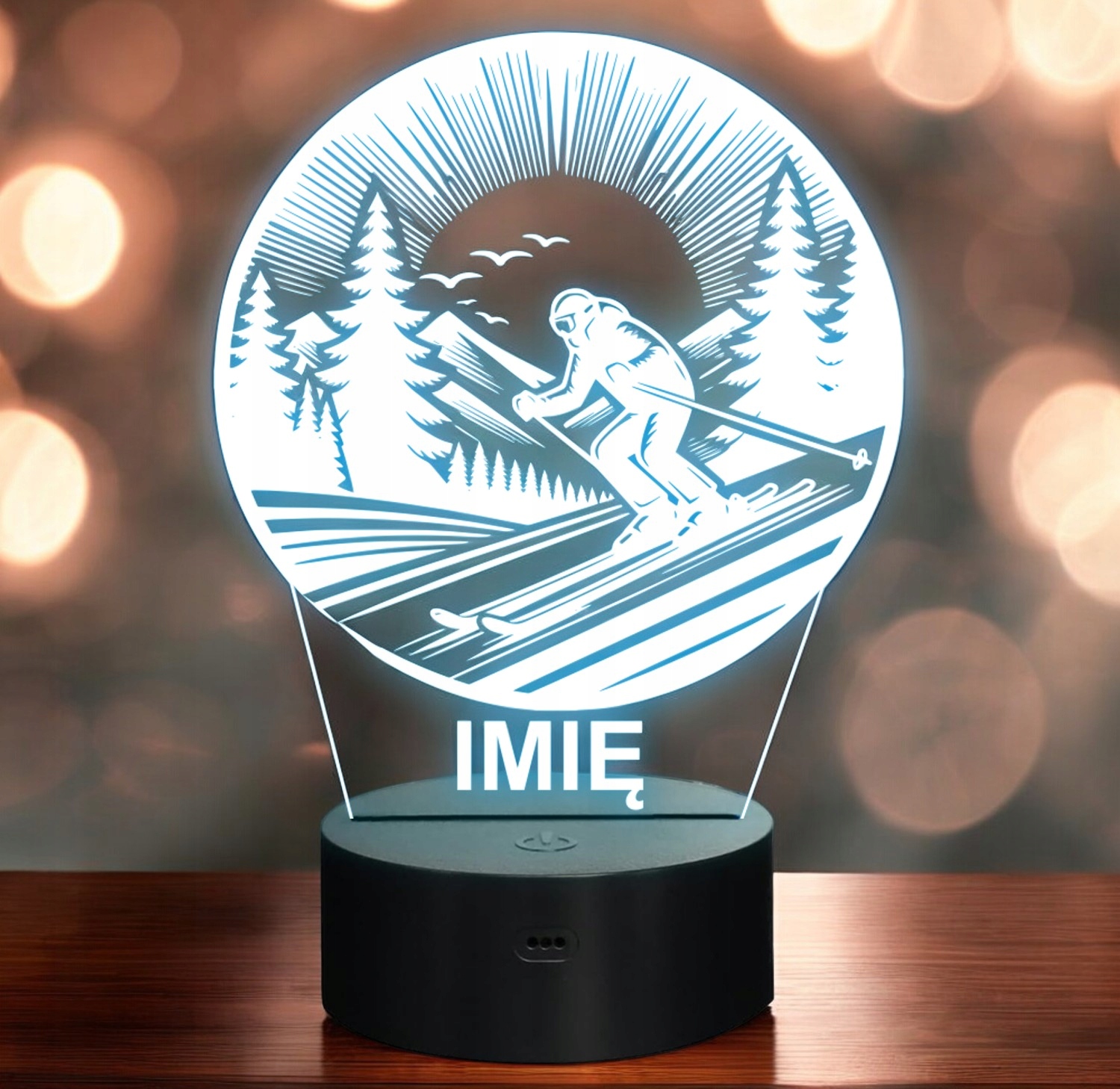 Lampka Nocna LED Statuetka Sporty Zimowe Narty Narciarz Prezent Grawer v.4 Lampka Nocna LED Statuetka Sporty Zimowe Narty Narciarz Prezent Grawer v.4