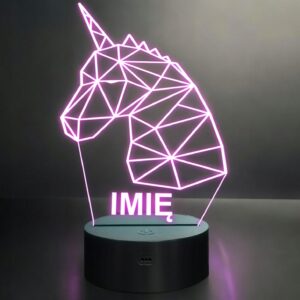 Lampka Nocna LED 3D Z Imieniem Grawer Jednorożec Unicorn na Prezent