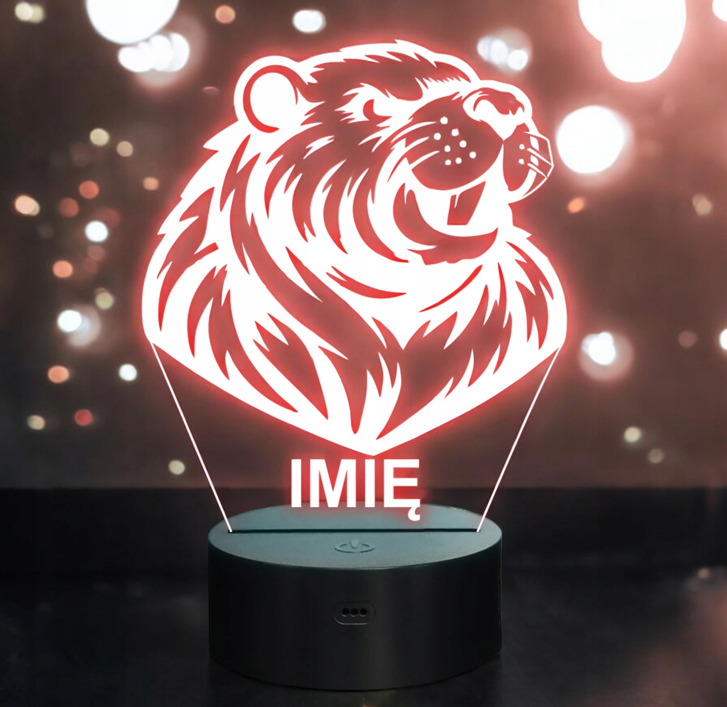 Lampka Nocna LED Statuetka Bóbr z Imieniem Prezent Grawer Lampka Nocna LED Statuetka Bóbr z Imieniem Prezent Grawer