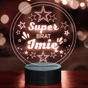Lampka Nocna LED Statuetka Super Brat Rodzeństwo Rodzina na Prezent Grawer