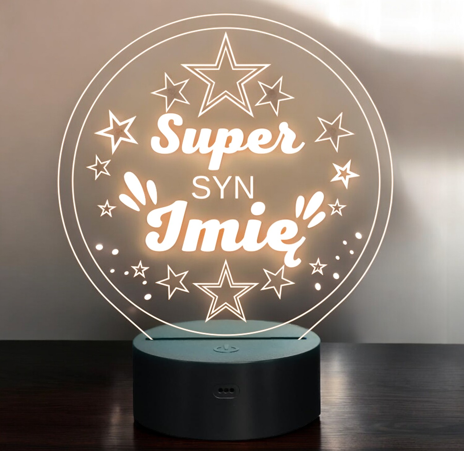 Lampka Nocna LED Statuetka Super Syn Rodzina na Prezent Grawer Lampka Nocna LED Statuetka Super Syn Rodzina na Prezent Grawer