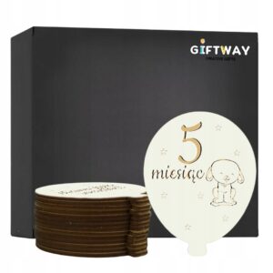 Drewniane Tabliczki Miesiące do Zdjęć Dziecka Pierwszy Rok Balony Białe