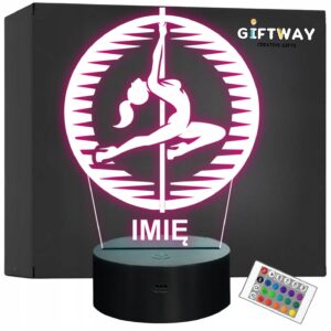 Lampka Nocna LED Statuetka Taniec na rurze Pole Dance na Prezent Grawer v.1