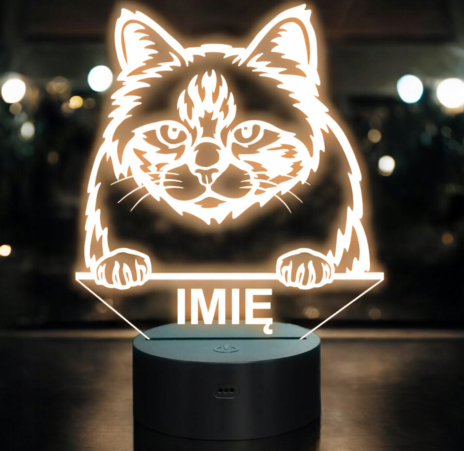 Lampka Nocna LED Birman Rasa Kota z Imieniem na Prezent Lampka Nocna LED Birman Rasa Kota z Imieniem na Prezent