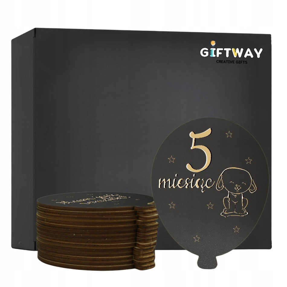 Drewniane Tabliczki Miesiące do Zdjęć Dziecka Pierwszy Rok Balony Czarne Drewniane Tabliczki Miesiące do Zdjęć Dziecka Pierwszy Rok Balony Czarne