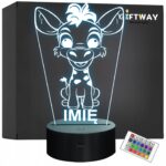 Lampka Nocna LED Z Imieniem Słodka Żyrafa dla Dzieci na Prezent Grawer