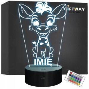 Lampka Nocna LED Z Imieniem Słodka Żyrafa dla Dzieci na Prezent Grawer