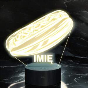 Lampka Nocna LED Imię Statuetka Fast Food Hot-Dog na Prezent Grawer