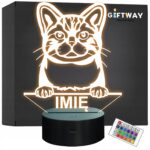 Lampka Nocna LED Amerykański szorstkowłosy Rasa Kota z Imieniem na Prezent