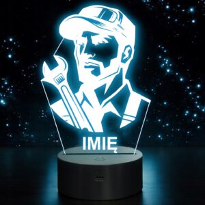 Lampka Nocna LED Statuetka Mechanik Samochodowy Zawód na Prezent Grawer v.3