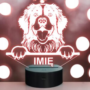Lampka Nocna LED Newfoundland Rasa Psa z Imieniem na Prezent v.2