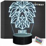 Lampka Nocna LED 3D Z Imieniem Grawer Lew Lion Personalizowana na Prezent