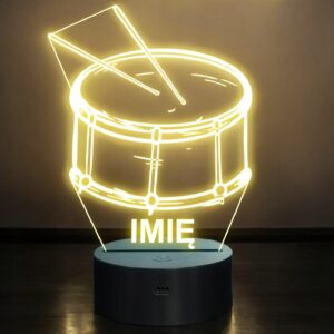 Lampka Nocna LED Imię Statuetka Bęben Perkusja na Prezent Grawer