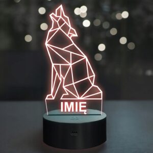 Lampka Nocna LED 3D Z Imieniem Grawer Wilk Wolf na Prezent