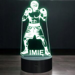 Lampka Nocna LED Z Imieniem Grawer Bokser Boks Sport na Prezent v.2