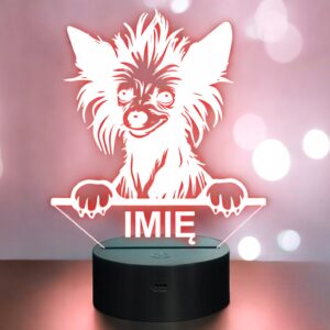 Lampka Nocna LED Grzywacz Chiński Rasa Psa z Imieniem na Prezent