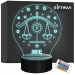 Lampka Nocna Waga LED Znak Zodiaku Horoskop z Imieniem Prezent Grawer