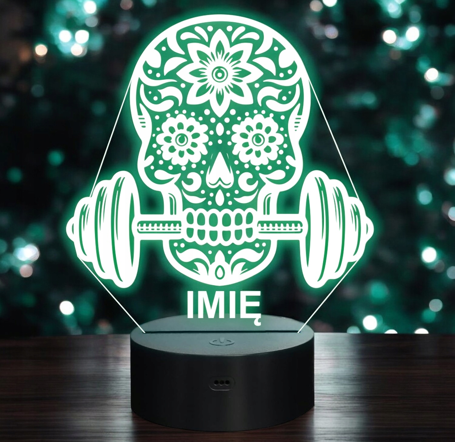 Lampka Nocna LED Imię Statuetka Meksykańska Czaszka Siłownia Prezent Grawer Lampka Nocna LED Imię Statuetka Meksykańska Czaszka Siłownia Prezent Grawer