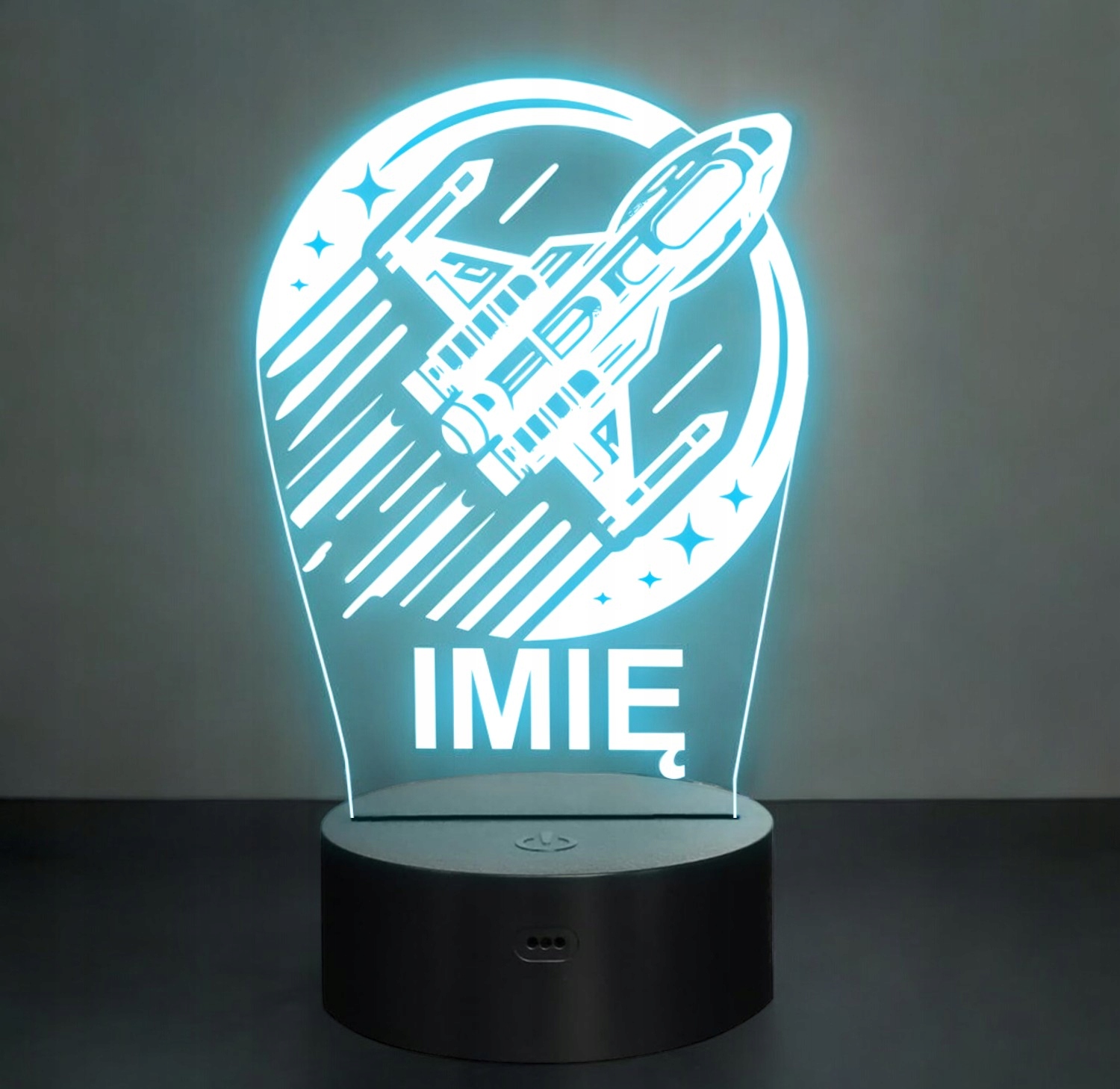 Lampka Nocna LED Imię Statek Kosmiczny na Prezent Grawer v.2 Lampka Nocna LED Imię Statek Kosmiczny na Prezent Grawer v.2