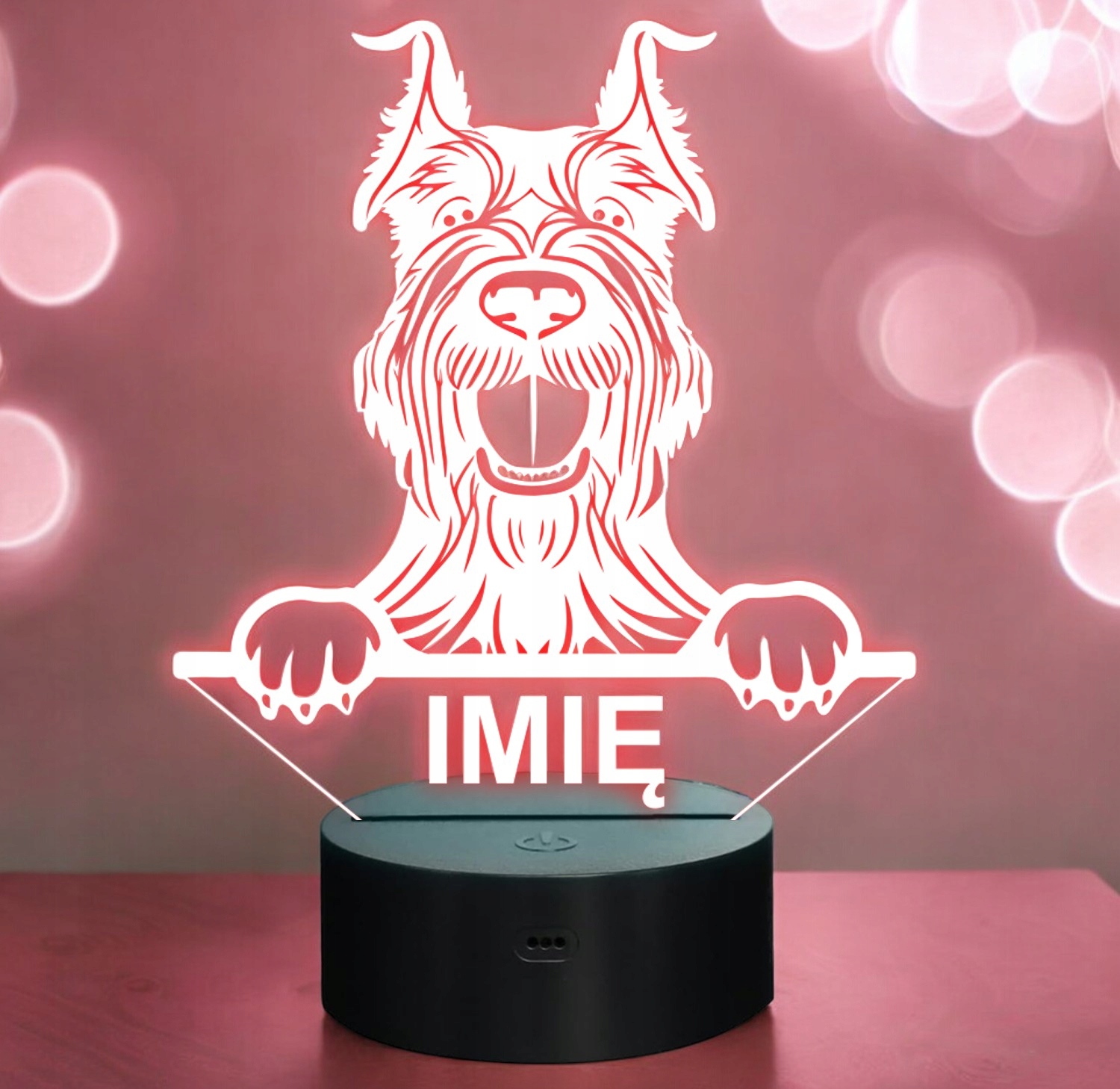 Lampka Nocna LED Sznaucer Olbrzym Rasa Psa z Imieniem na Prezent Lampka Nocna LED Sznaucer Olbrzym Rasa Psa z Imieniem na Prezent