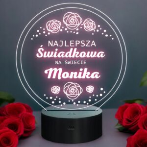 Lampka Nocna LED Imię Pamiątka Podziękowania dla Świadkowej Prezent Grawer
