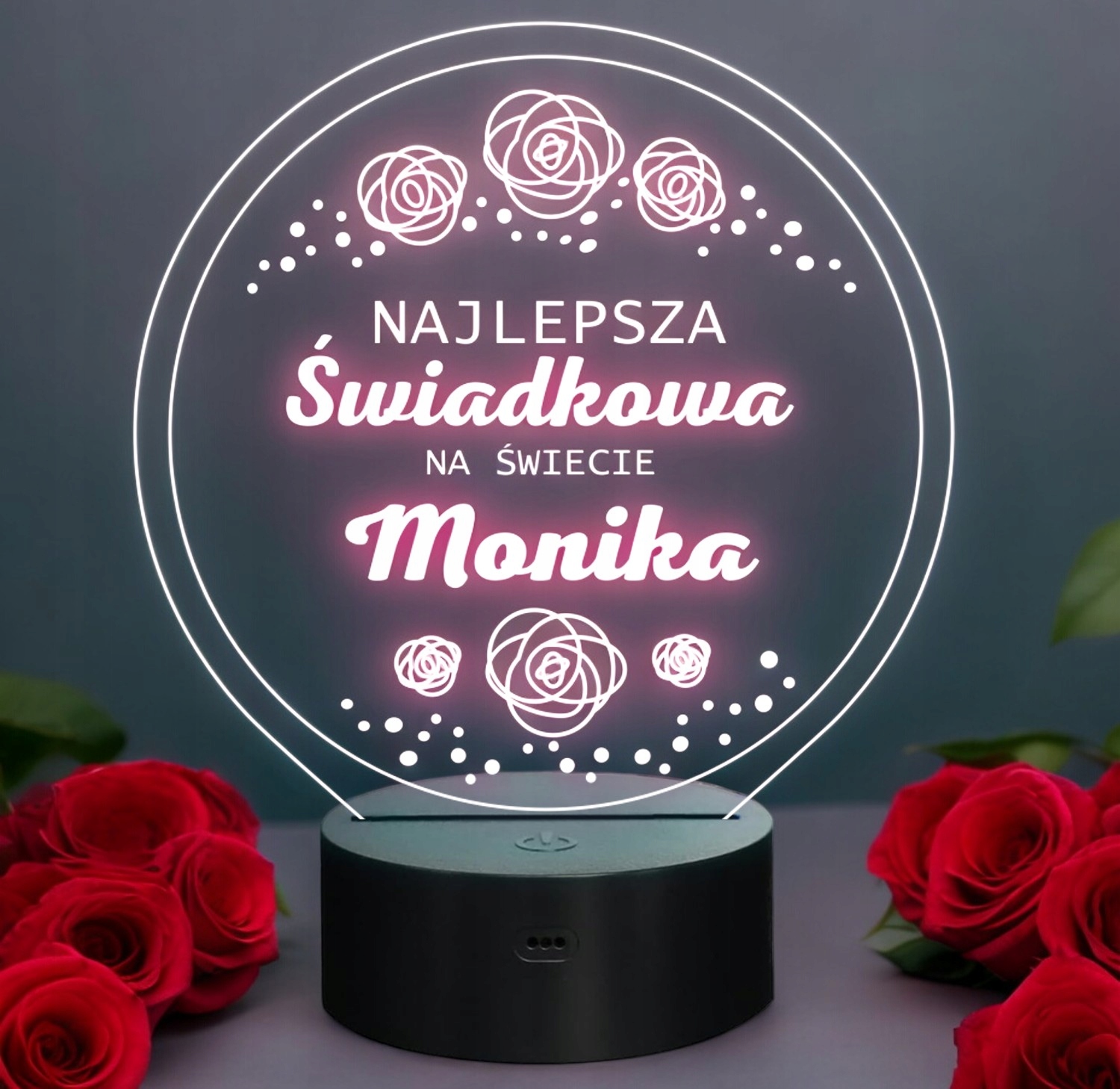 Lampka Nocna LED Imię Pamiątka Podziękowania dla Świadkowej Prezent Grawer Lampka Nocna LED Imię Pamiątka Podziękowania dla Świadkowej Prezent Grawer