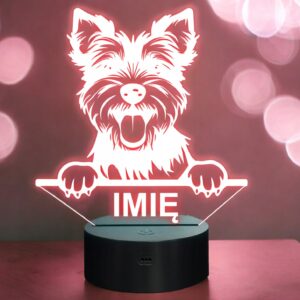Lampka Nocna LED York Yorkshire Terrier Biewer z Imieniem na Prezent