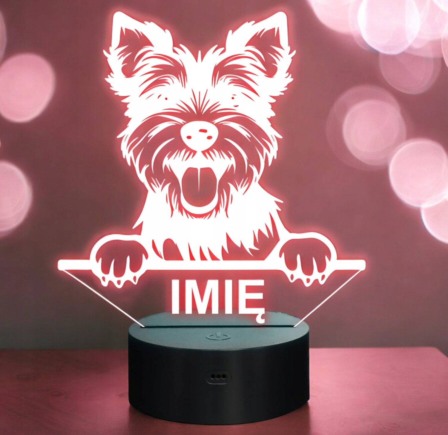 Lampka Nocna LED York Yorkshire Terrier Biewer z Imieniem na Prezent Lampka Nocna LED York Yorkshire Terrier Biewer z Imieniem na Prezent