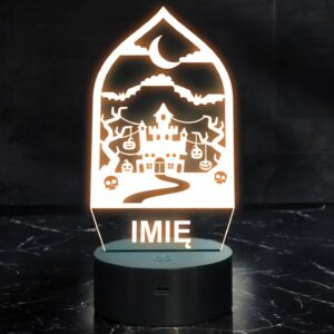 Lampka Nocna LED Imię Statuetka Halloween Dom Strachów na Prezent Grawer v2