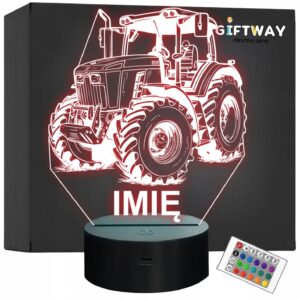 Lampka Nocna LED Imię Statuetka Traktor Rolnik na Prezent Grawer v.1