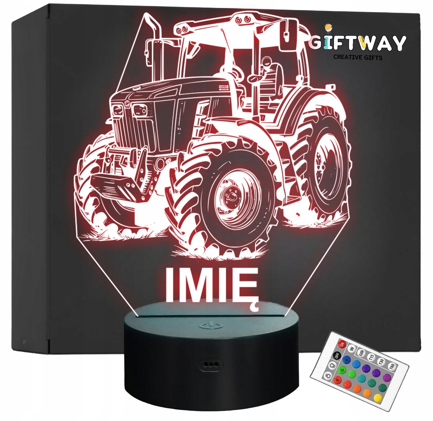 Lampka Nocna LED Imię Statuetka Traktor Rolnik na Prezent Grawer v.1 Lampka Nocna LED Imię Statuetka Traktor Rolnik na Prezent Grawer v.1