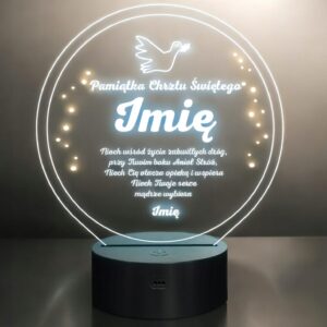 Lampka Nocna LED Prezent na Chrzest Święty Chrzciny Pamiątka Grawer