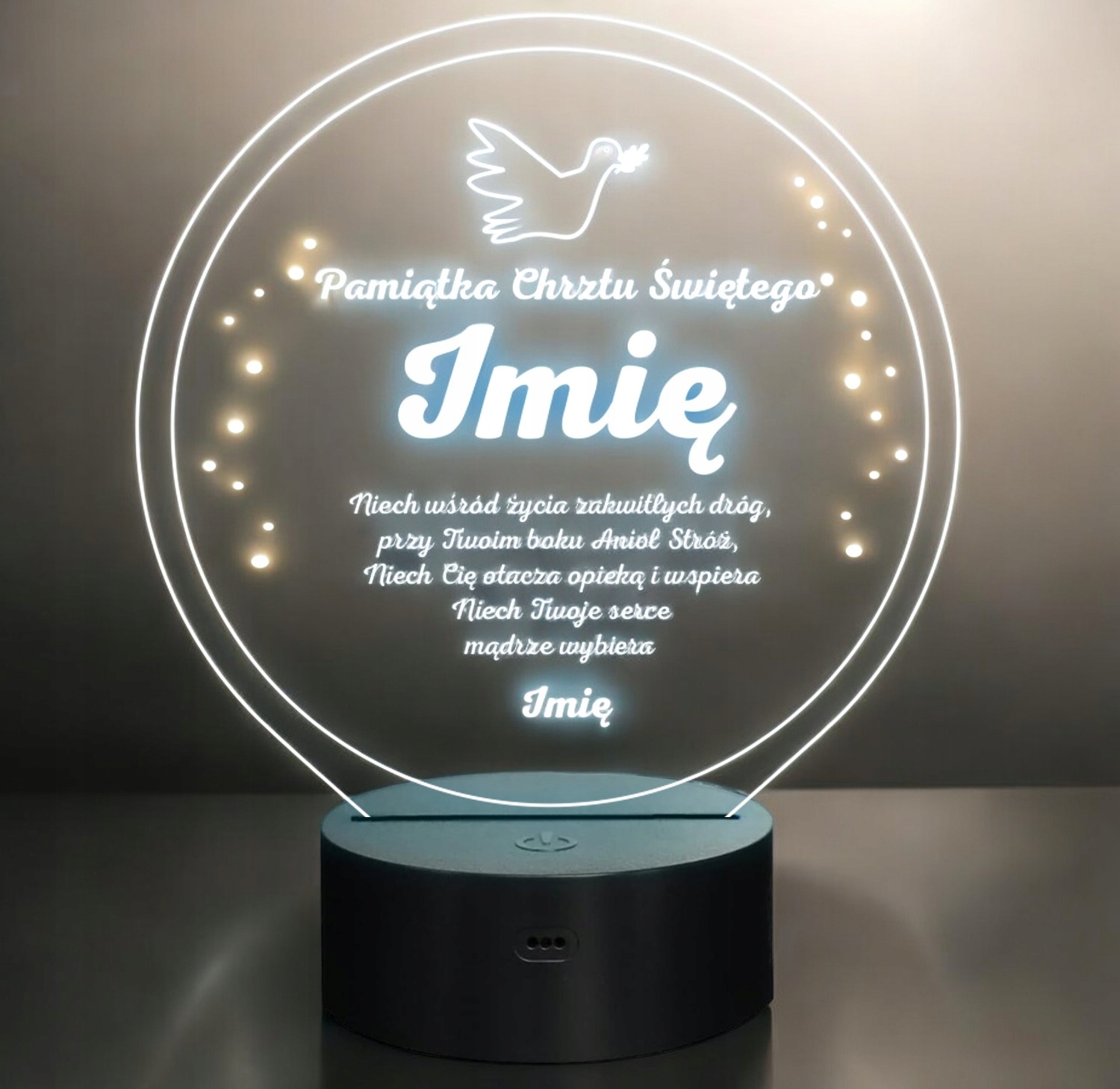 Lampka Nocna LED Prezent na Chrzest Święty Chrzciny Pamiątka Grawer Lampka Nocna LED Prezent na Chrzest Święty Chrzciny Pamiątka Grawer