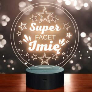 Lampka Nocna LED Statuetka Super Facet Dzień Mężczyzny na Prezent Grawer