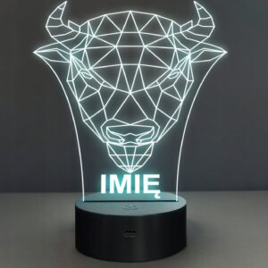 Lampka Nocna LED 3D Z Imieniem Grawer Bizon Na Prezent