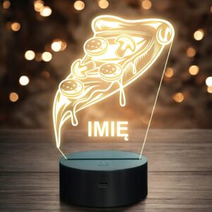 Lampka Nocna LED Imię Statuetka Fast Food Pizza na Prezent Grawer