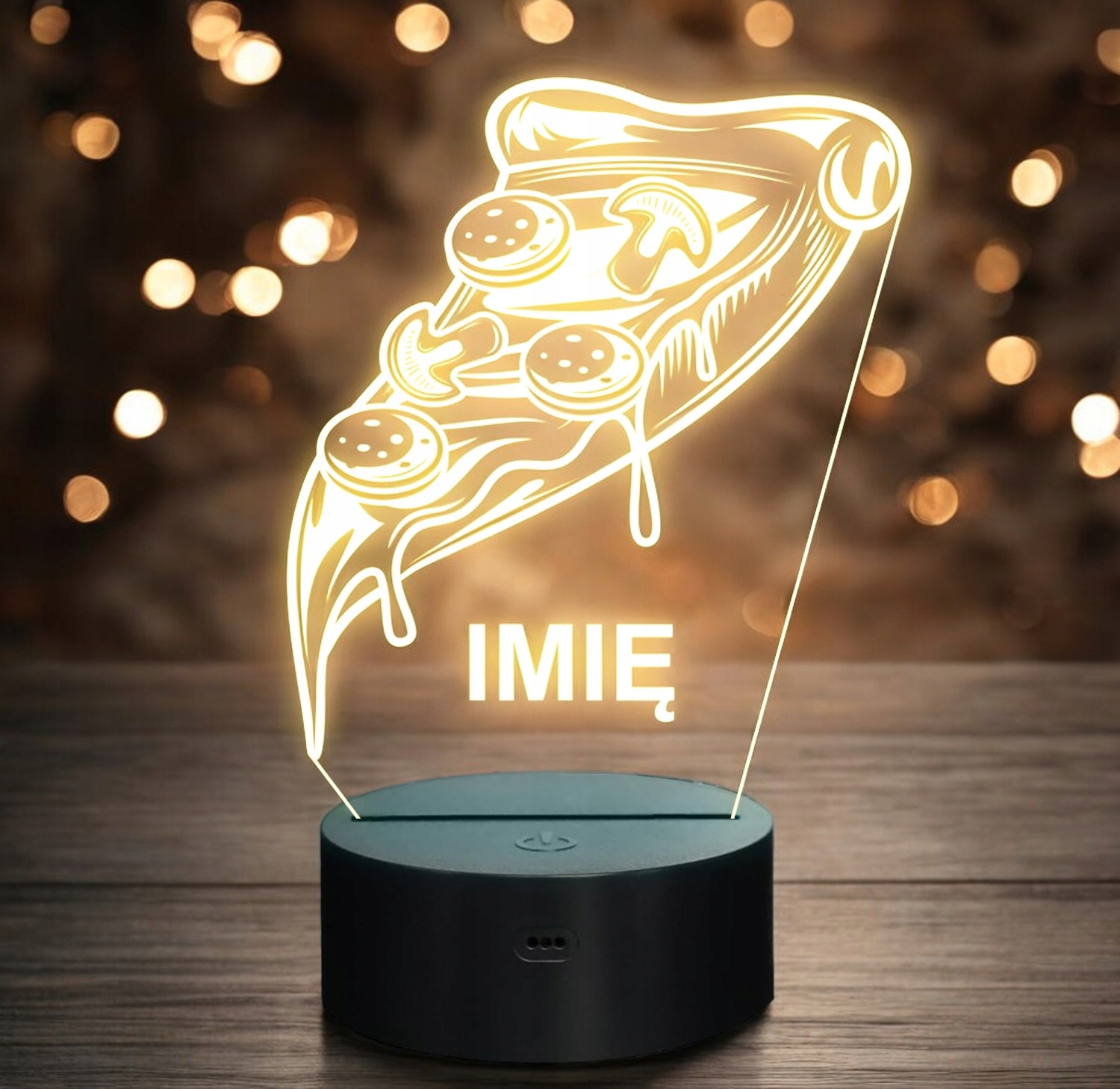 Lampka Nocna LED Imię Statuetka Fast Food Pizza na Prezent Grawer Lampka Nocna LED Imię Statuetka Fast Food Pizza na Prezent Grawer