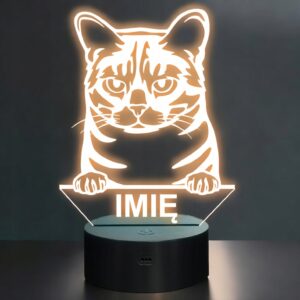 Lampka Nocna LED Australian Mist Rasa Kota z Imieniem na Prezent