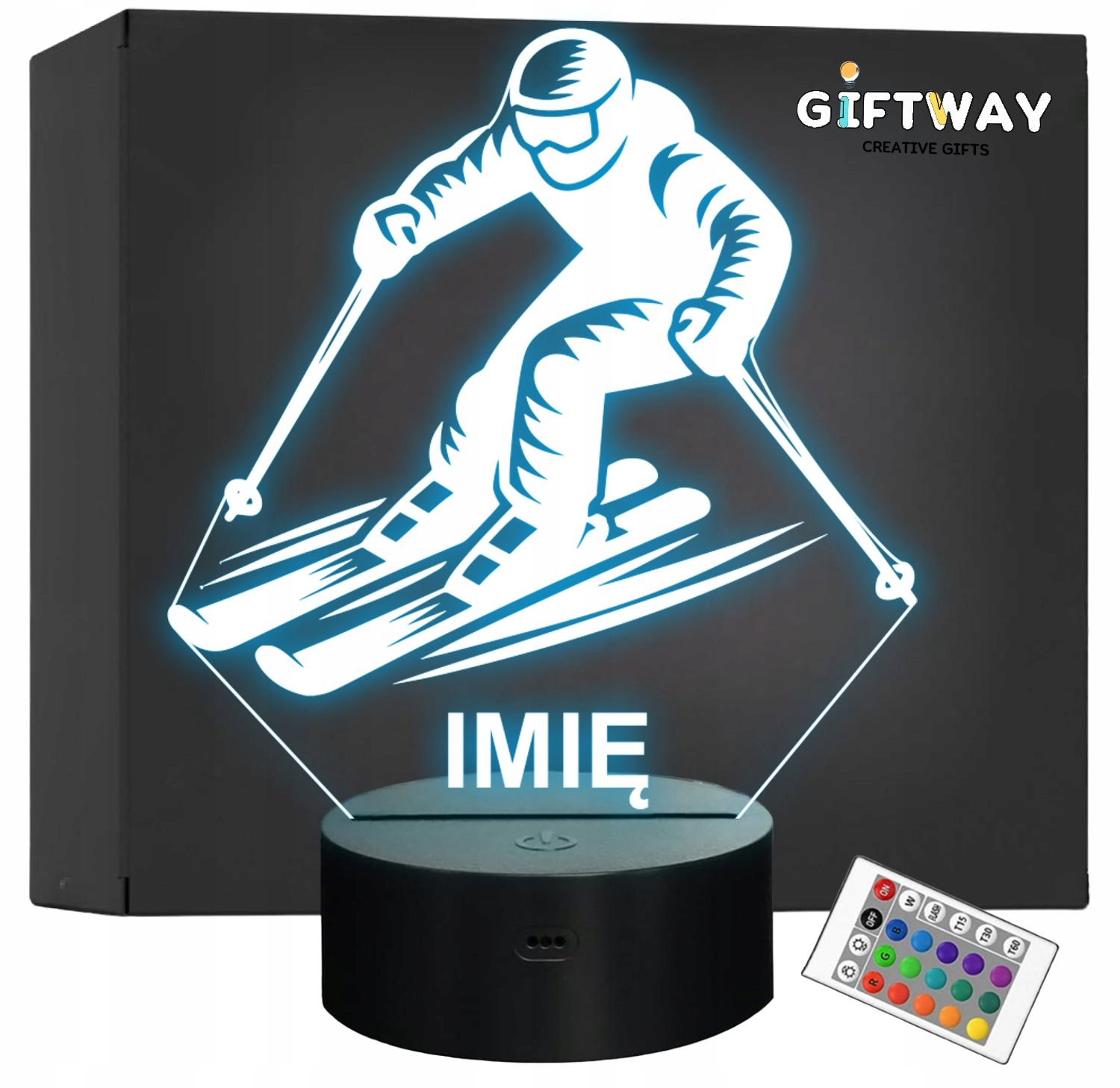Lampka Nocna LED Statuetka Sporty Zimowe Narty Narciarz Prezent Grawer v.1 Lampka Nocna LED Statuetka Sporty Zimowe Narty Narciarz Prezent Grawer v.1