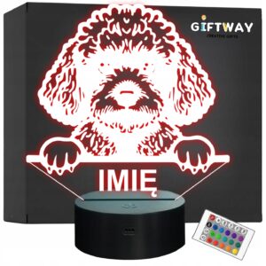 Lampka Nocna LED Pudel Rasa Psa z Imieniem na Prezent v.2