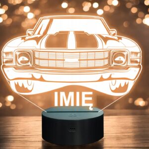 Lampka Nocna LED Imię Statuetka Samochód Auto Retro na Prezent Grawer