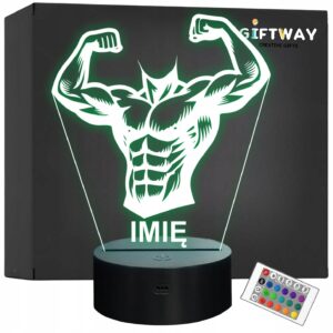 Lampka Nocna LED Imię Statuetka Sylwetka Kulturysta Siłownia Prezent Grawer